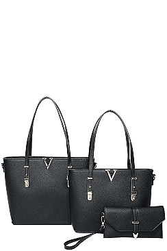 V ACCENTED TOTE AND CLUTCH SET