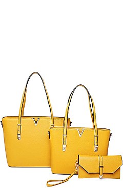 V ACCENTED TOTE AND CLUTCH SET