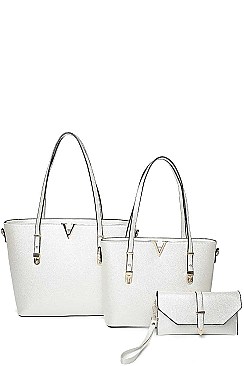 V ACCENTED TOTE AND CLUTCH SET