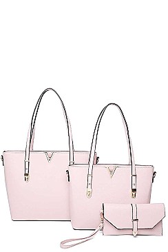 V ACCENTED TOTE AND CLUTCH SET