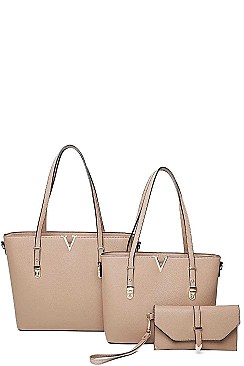 V ACCENTED TOTE AND CLUTCH SET