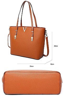 V ACCENTED TOTE AND CLUTCH SET