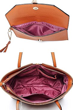 V ACCENTED TOTE AND CLUTCH SET