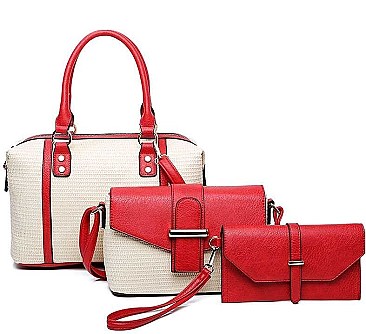 3 IN 1 STYLISH WOVEN SATCHEL SET
