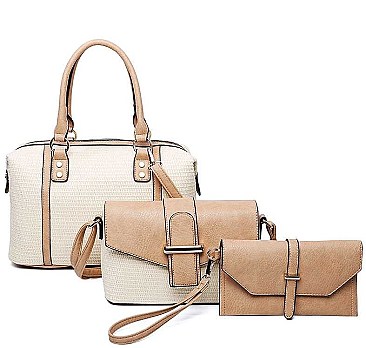 3 IN 1 STYLISH WOVEN SATCHEL SET