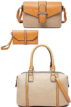 3 IN 1 STYLISH WOVEN SATCHEL SET
