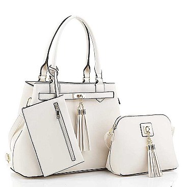 3 IN 1 TRENDY TASSEL PIECE TOTE BAG AND CLUTCH SET