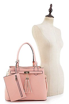 3 IN 1 TRENDY TASSEL PIECE TOTE BAG AND CLUTCH SET