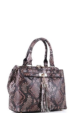 SNAKE SATCHEL FRONT TASSEL WITH LONG STRAP