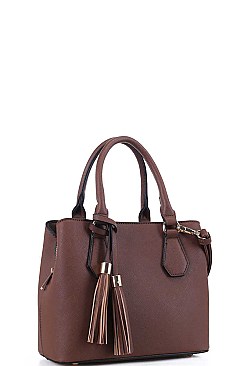 CUTE TASSEL ACCENT SATCHEL WITH LONG STRAP