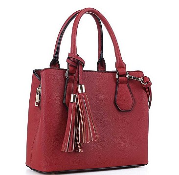 CUTE TASSEL ACCENT SATCHEL WITH LONG STRAP