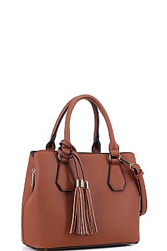 CUTE TASSEL ACCENT SATCHEL WITH LONG STRAP