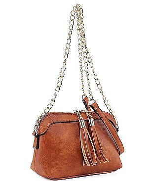 STYLISH DOUBLE TASSEL LONG CHAIN CROSSBODY BAG