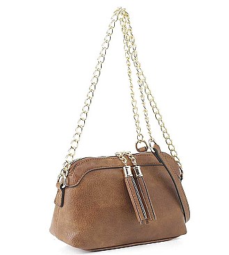 STYLISH DOUBLE TASSEL LONG CHAIN CROSSBODY BAG