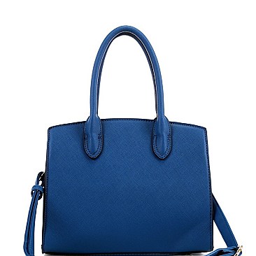 2-Way Medium Snake Print Padlock Accent Satchel