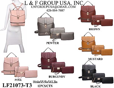 3 IN 1 FASHION BACKPACK CROSS BODY & CLUTCH SET
