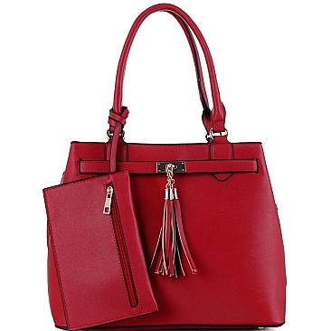 3 in 1 Tassel Accent Tote Cross Body Value SET