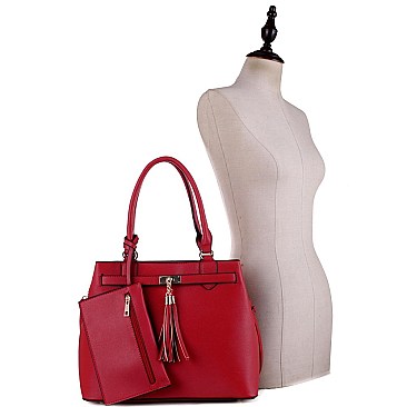 3 in 1 Tassel Accent Tote Cross Body Value SET