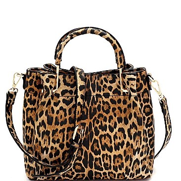 2-Way Leopard Print Medium Satchel