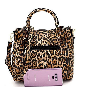 2-Way Leopard Print Medium Satchel