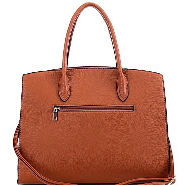 Large Snake Print Padlock Accent Tote Wallet SET