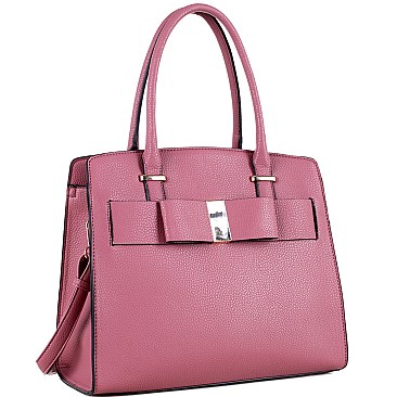 Structured Bow Accent Satchel Wallet SET