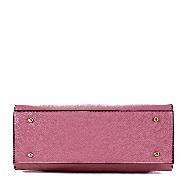 Structured Bow Accent Satchel Wallet SET