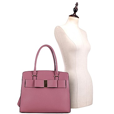 Structured Bow Accent Satchel Wallet SET