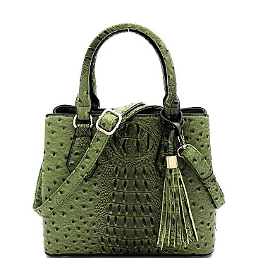 Medium Ostrich Print 3-Compartment 2-Way Satchel