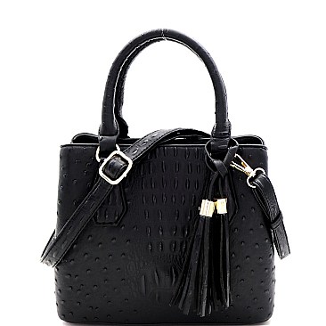 Medium Ostrich Print 3-Compartment 2-Way Satchel