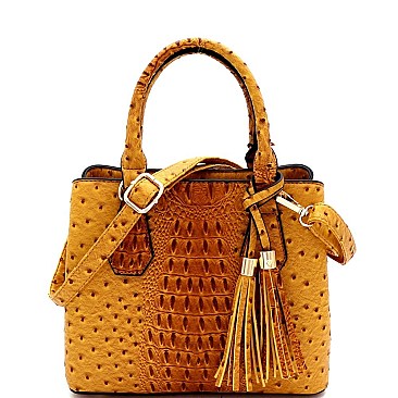 Medium Ostrich Print 3-Compartment 2-Way Satchel