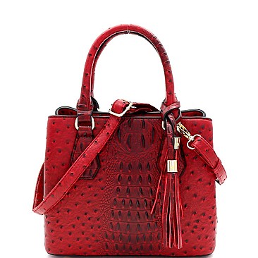 Medium Ostrich Print 3-Compartment 2-Way Satchel