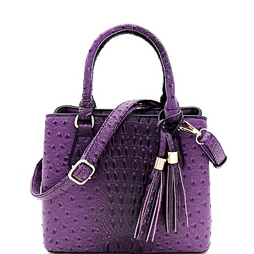 Medium Ostrich Print 3-Compartment 2-Way Satchel