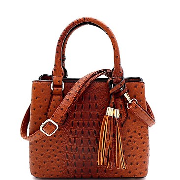 Medium Ostrich Print 3-Compartment 2-Way Satchel