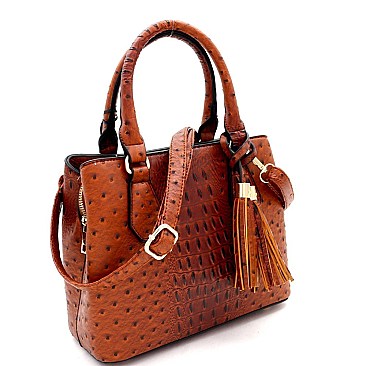 Medium Ostrich Print 3-Compartment 2-Way Satchel