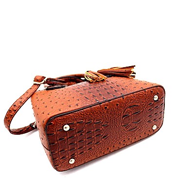 Medium Ostrich Print 3-Compartment 2-Way Satchel