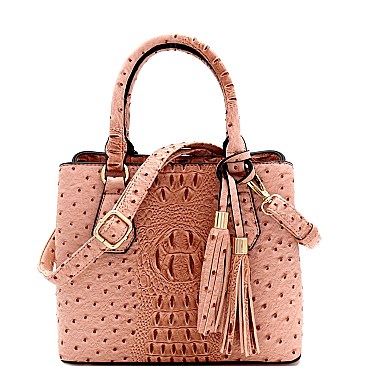 Medium Ostrich Print 3-Compartment 2-Way Satchel
