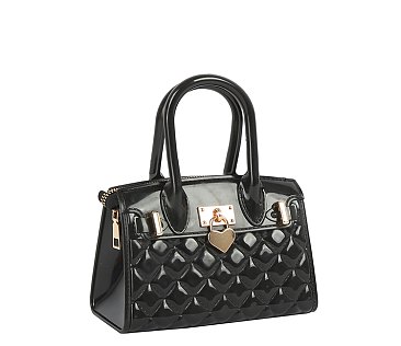 Heart Padlock Quilted Jelly Candy Satchel