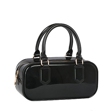 Glossy Top Handle Tote Satchel
