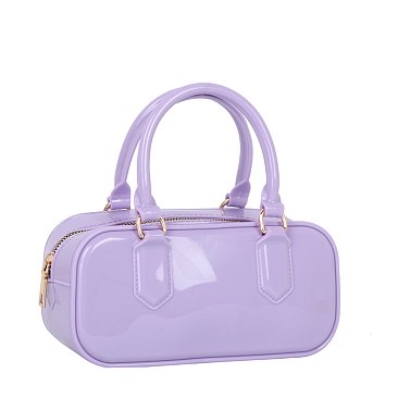 Glossy Top Handle Tote Satchel