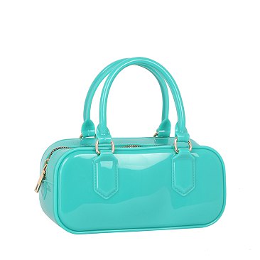Glossy Top Handle Tote Satchel
