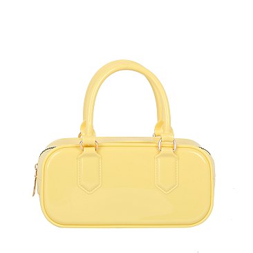 Glossy Top Handle Tote Satchel