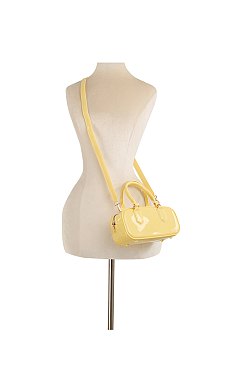 Glossy Top Handle Tote Satchel