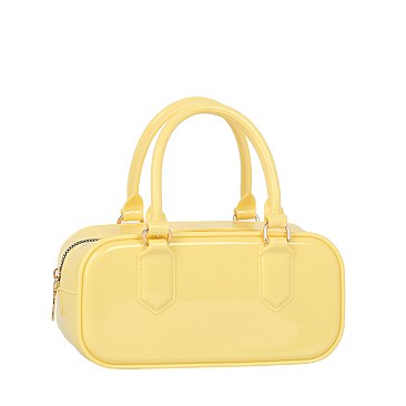 Glossy Top Handle Tote Satchel