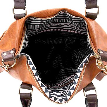 Woven Detail Large 2-Way Satchel MH-LH083