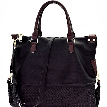 Woven Detail Large 2-Way Satchel MH-LH083