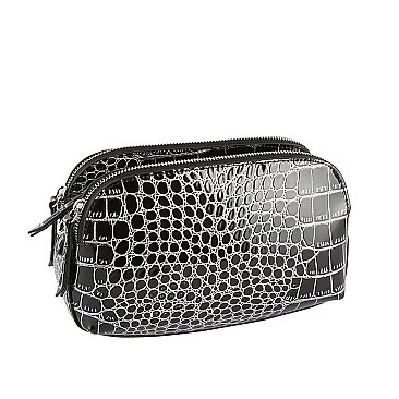 Silver Croc Crossbody Bag