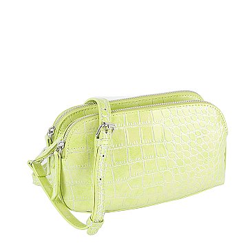 Silver Croc Crossbody Bag