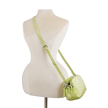 Silver Croc Crossbody Bag