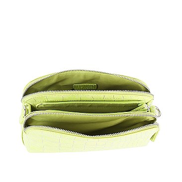 Silver Croc Crossbody Bag